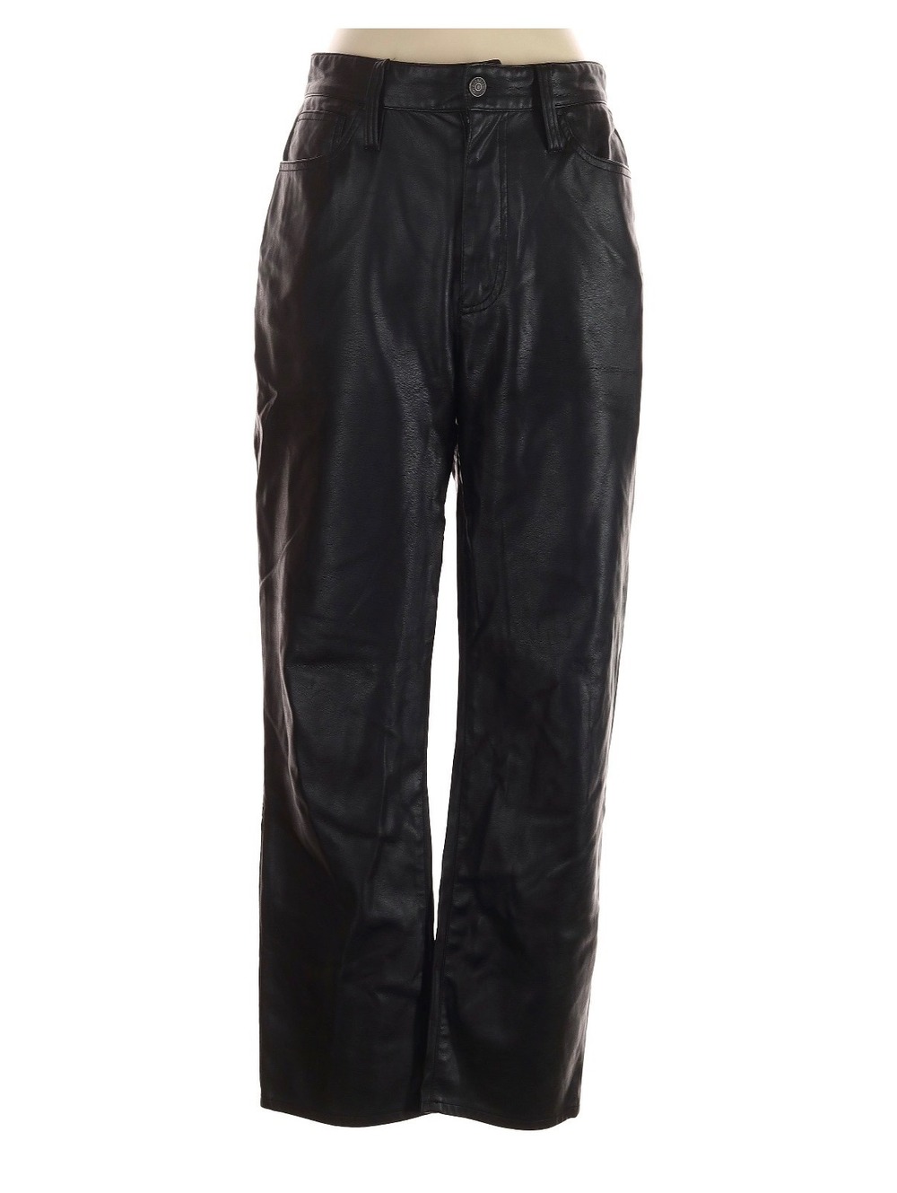 Madewell Black Faux Leather The Perfect Vintage Straight Leg Pants Size 28